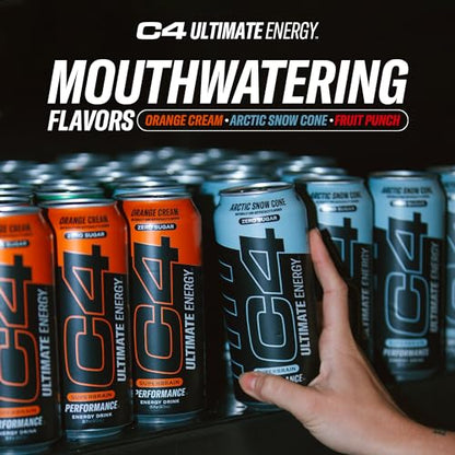 C4 Ultimate Sugar Free Energy Drink 16oz (Pack of 12) | Arctic Snow Cone | Pre Workout CellucorBuy Supplements Australia