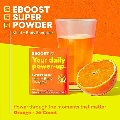 EBOOST Energy Drink & Electrolyte Powder, 20 Packets - Super Powder Orange EBOOSTBuy Supplements Australia