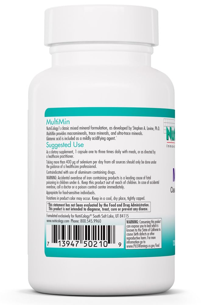 NutriCology MultiMin - Essential Mineral Blend with Macro Trace & Ultra Trace Minerals - Supports Mineral Balance Absorption & Cellular Function - 120 Servings - 120 Vegetarian Capsules Allergy Research GroupBuy Supplements Australia