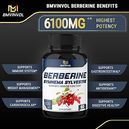 BMVINVOL 5-in-1 Berberine Supplement 6100mg with Ceylon Cinnamon, Gymnema Sylvestre BMVINVOLBuy Supplements Australia