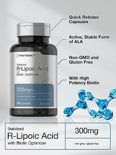 Stabilized R-Lipoic Acid 300mg | 60 Capsules | with Biotin Optimizer | Non-GMO, Gluten HorbäachBuy Supplements Australia