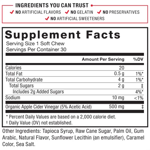 Force Factor Organic Apple Cider Vinegar Soft Chews for Digestion and Metabolism Support Force FactorBuy Supplements Australia