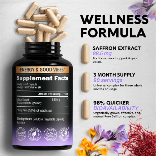 Natural Saffron Supplements - Pure Saffron Extract 88.5 mg - Made in USA - Mood NUTRAHARMONYBuy Supplements Australia