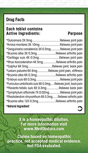 MediNatura T-Relief Extra Strength Arthritis Pain Reliever Arnica +12 Natural Medicines for Joint Soreness Stiffness Aches, Quick Dissolving Pain Relief for Women & Men - 100 Tablets (4 Pack) MediNaturaBuy Supplements Australia