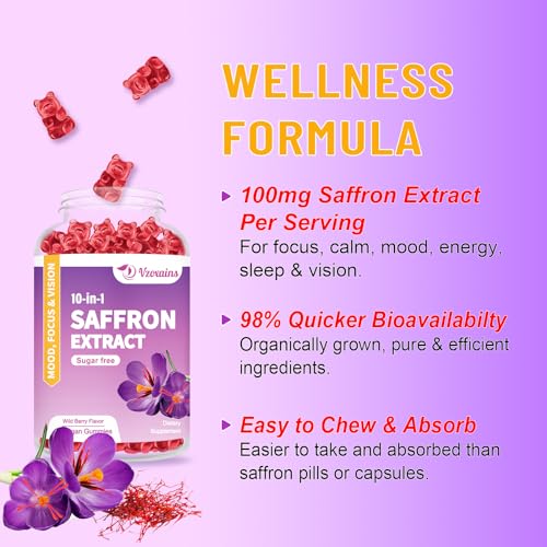 VZOXAINS 2 Pack Saffron Supplement Gummies, Sugar Free Saffron Extract with Magnesium VZOXAINSBuy Supplements Australia