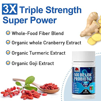 Probiotics for Men, 500 Billion CFU + 12 Strains Men's Probiotic with Turmeric Cranberry CFUKINGBuy Supplements Australia