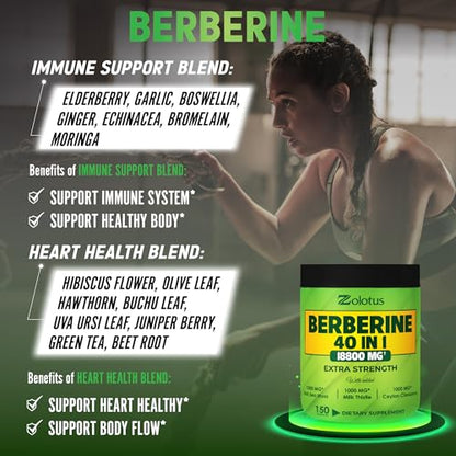 Zolotus 18800mg Berberine Supplement 40 in 1, with Sea Moss, Cinnamon, Milk Thistle ZolotusBuy Supplements Australia