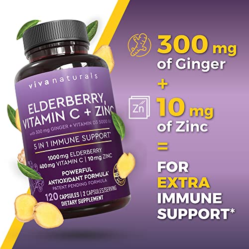 Viva Naturals Sambucus Elderberry with Vitamin C and Zinc for Adults - 5 in 1 Sambucus Viva NaturalsBuy Supplements Australia
