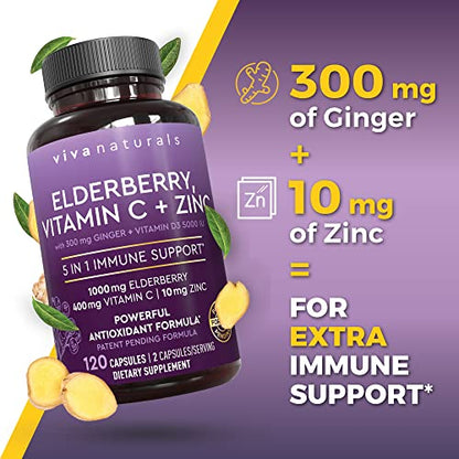 Viva Naturals Sambucus Elderberry with Vitamin C and Zinc for Adults - 5 in 1 Sambucus Viva NaturalsBuy Supplements Australia