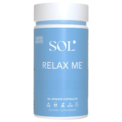Sol Nutrition Relax Me - Natural Calming Relief for Stress, Tension, & Worry - 15x More Effective - Support Mood, Relax the Mind & Body - Supplements for Adults - Non-Drowsy - 60 Vegetarian Capsules Sol NutritionBuy Supplements Australia