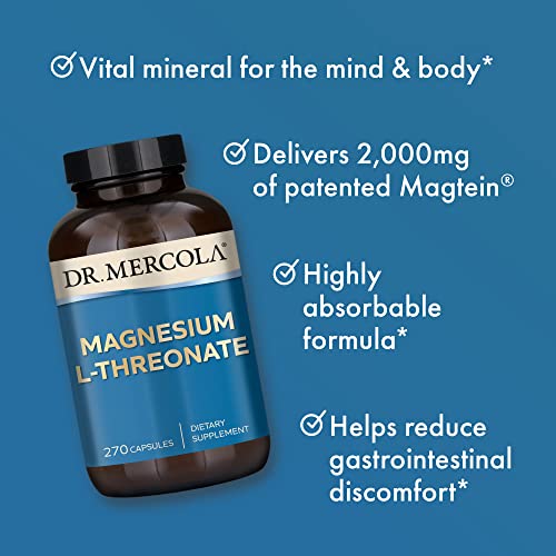 Dr. Mercola Magnesium L-Threonate, 90 Servings (270 Capsules), Dietary Supplement Dr. MercolaBuy Supplements Australia