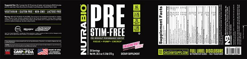 NutraBio PRE Stim Free - Caffeine Free Pre Workout Powder - Sustained Energy, Mental NutraBioBuy Supplements Australia