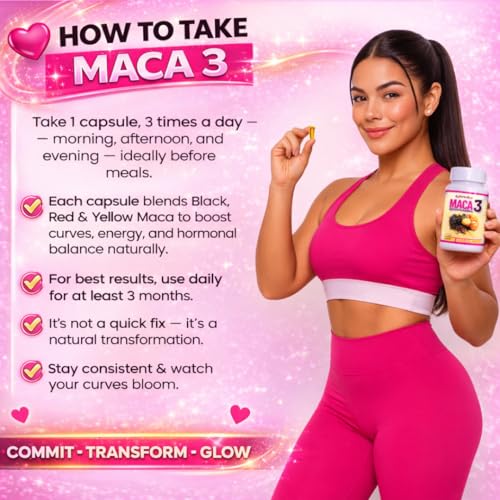 Maca 3 Capsules – Black, Red & Yellow Maca Root Blend – Feminine Balance & Natural Body Support – Herbal Formula Curvy FruitBuy Supplements Australia