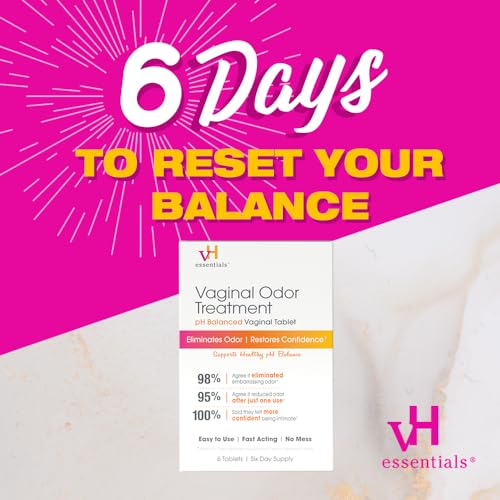 vH essentials Vaginal Odor Treatment - pH Balanced Vaginal Suppositories - 6 Tablets With Applicator, White vH essentialsBuy Supplements Australia