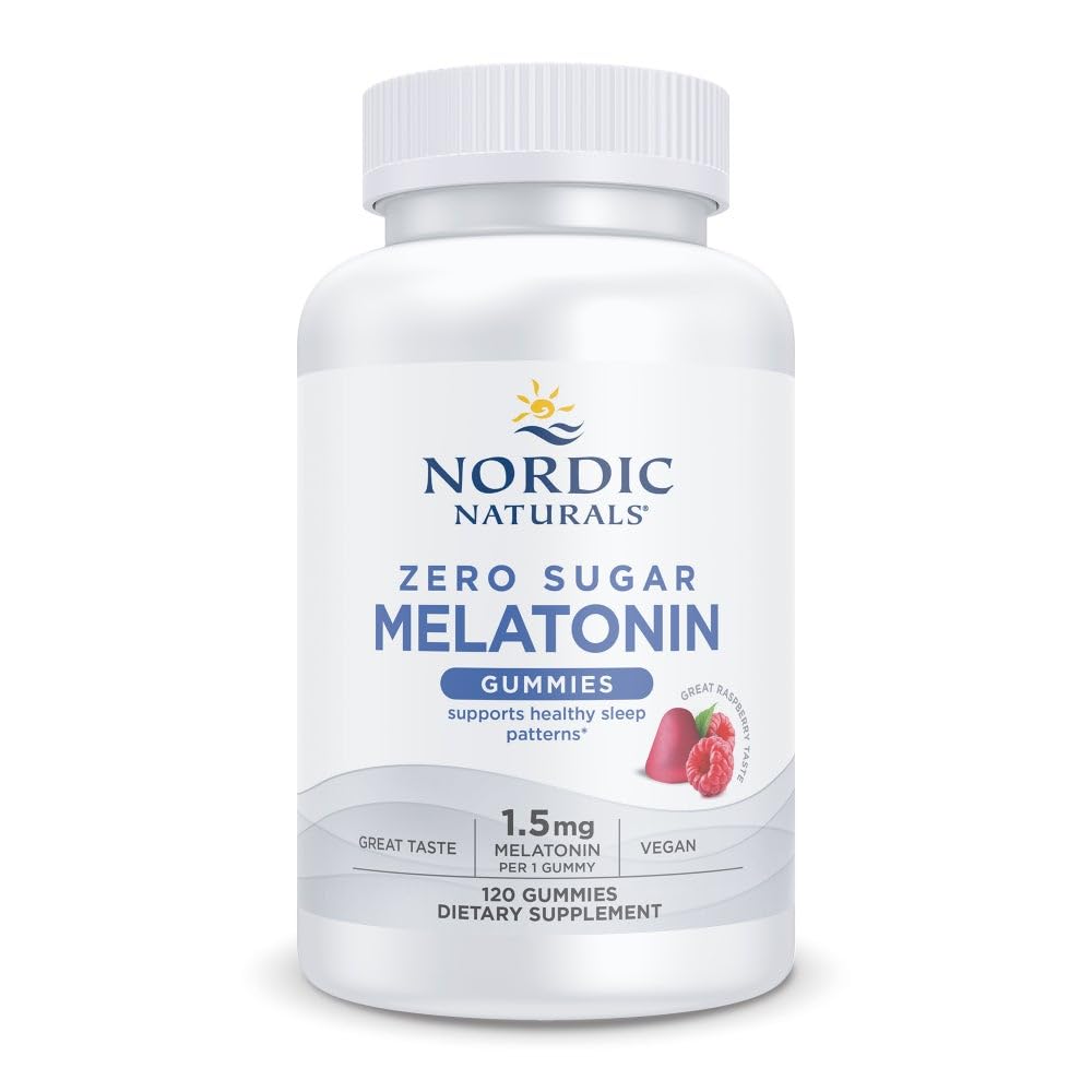 Nordic Naturals Zero Sugar Melatonin Gummies, Raspberry - 120 Gummies - 1.5 mg Melatonin - Great Taste - Restful Sleep, Antioxidant Support - Non-GMO, Vegan - 120 Servings Nordic NaturalsBuy Supplements Australia