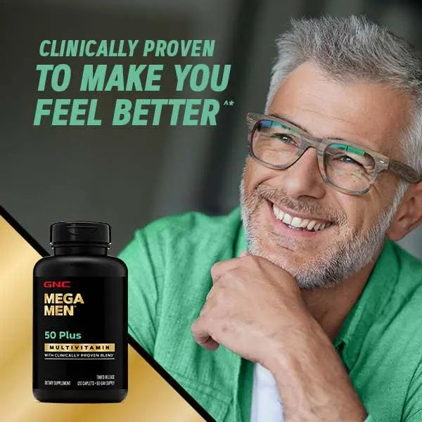 GNC Mega Men 50 Plus Multivitamin | Antioxidants | Heart Health | Prostate and Circulatory Support | 120 Count GNCBuy Supplements Australia