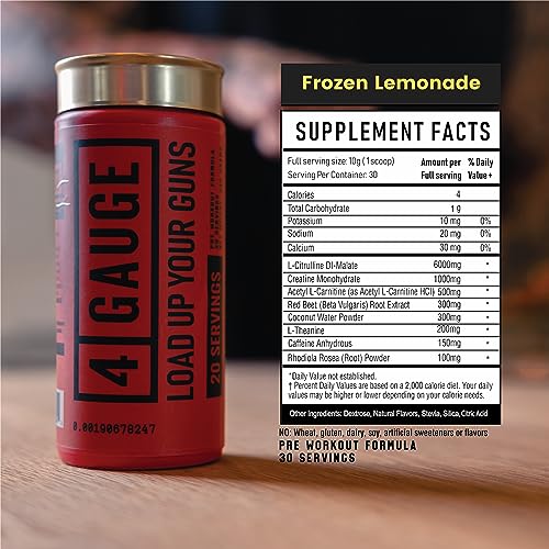 4 Gauge Natural Preworkout Without The Jitters | 30 Servings | Nitric Oxide Booster 4 GaugeBuy Supplements Australia