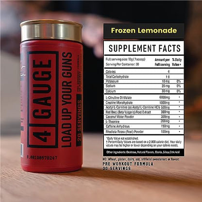 4 Gauge Natural Preworkout Without The Jitters | 30 Servings | Nitric Oxide Booster 4 GaugeBuy Supplements Australia