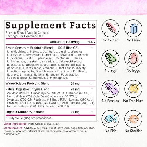 Bonawell Probiotics for Women 100B, with Organic Prebiotic, Cranberry for Feminine Health BonawellBuy Supplements Australia