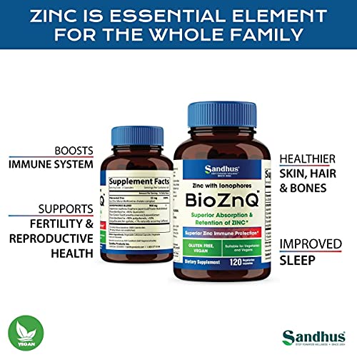 Sandhu's BioZnq 900mg Vegetarian Capsules Zinc Supplement with Quercetin Sandhu'sBuy Supplements Australia