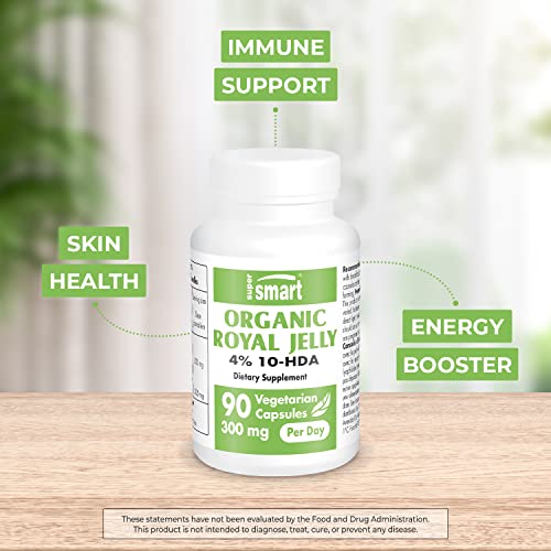 Supersmart - Organic Royal Jelly 300mg per Day (High Strength 4% 10-HDA) - Freeze SupersmartBuy Supplements Australia