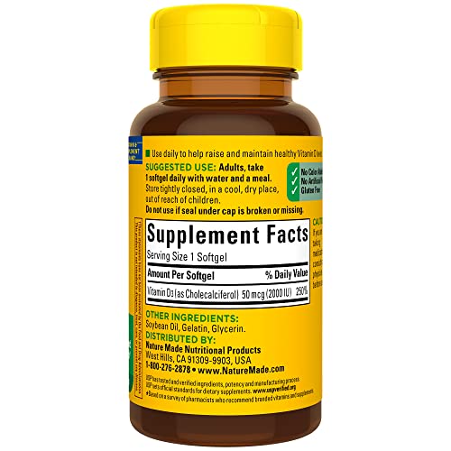 Nature Made Vitamin D3 2000 IU (50 mcg), Dietary Supplement for Bone, Teeth, Muscle Nature MadeBuy Supplements Australia