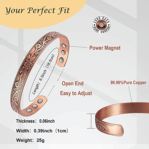 UtenoTureH Magnetic Copper Bracelet for Women for Arthritis, 6.5'' Adjustable Solid Copper Bracelet UtenoTureHBuy Supplements Australia