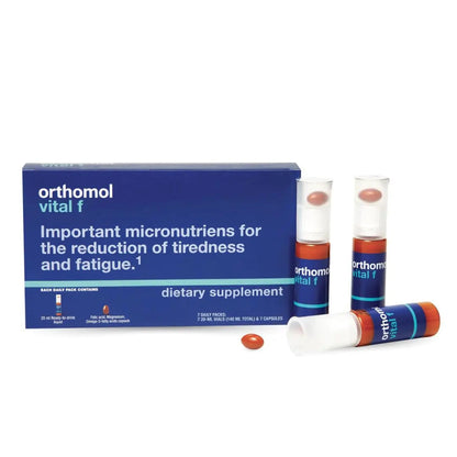 Orthomol Vital F Vial, Women's Multivitamin, 7-Day Supply, Vitamins A, B, C, D, E, K, Calcium, Iodine, Omega-3 Orthomol