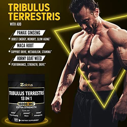 13in1 Tribulus Terrestris Capsules - 16000mg Per Serving with Maca, Horny Goat Weed ZolotusBuy Supplements Australia
