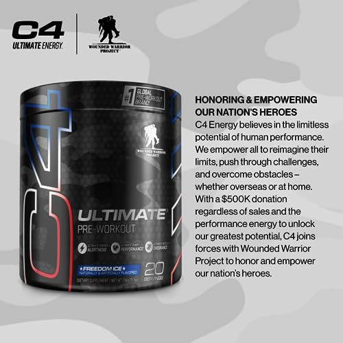 C4 Ultimate x Wounded Warrior Project Pre Workout Powder Freedom Ice - Sugar Free CellucorBuy Supplements Australia