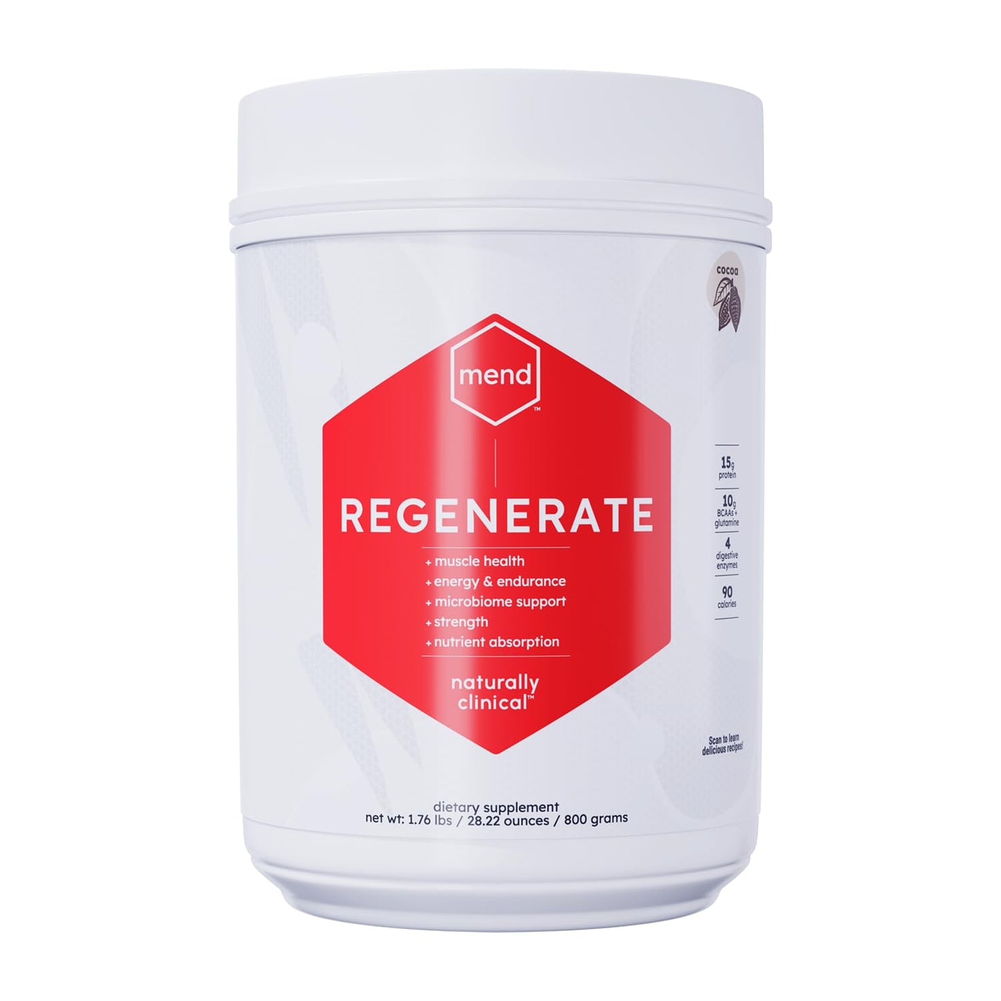 MEND Regenerate, Post Workout Recovery, Immune Support, and Sports Nutrition Supplement for Men and Women - Natural, Gluten Free, and Non-GMO - Cocoa Protein Powder, 20 Servings MENDBuy Supplements Australia