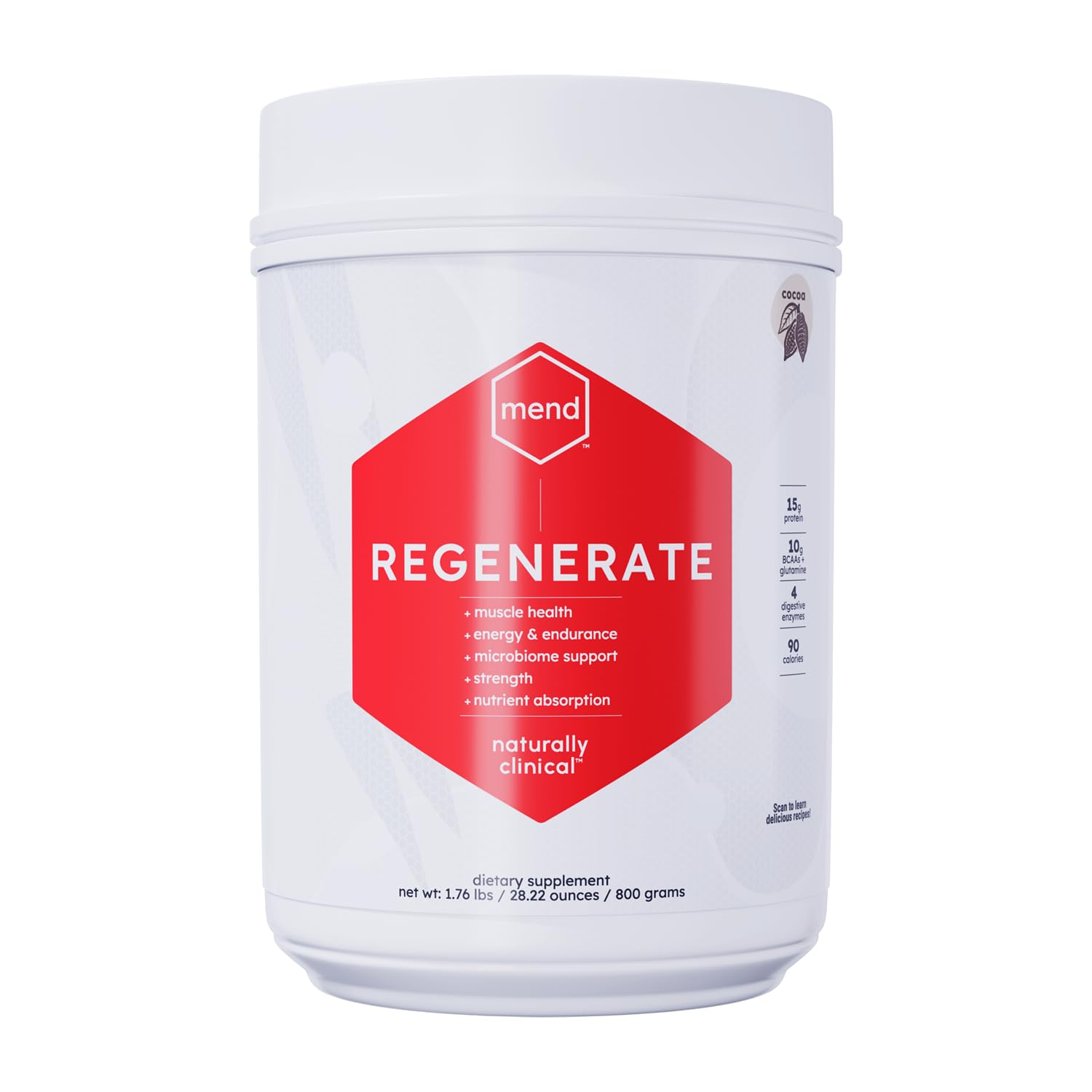 MEND Regenerate, Post Workout Recovery, Immune Support, and Sports Nutrition Supplement for Men and Women - Natural, Gluten Free, and Non-GMO - Cocoa Protein Powder, 20 Servings MENDBuy Supplements Australia