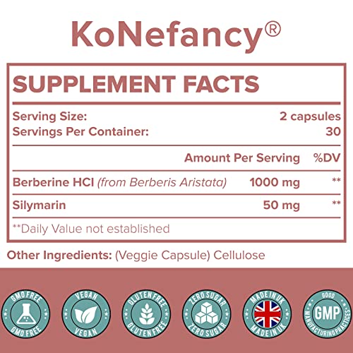 KoNefancy Berberine HCL Supplement 1000mg, High Absorption Berberine Plus Vegan KoNefancyBuy Supplements Australia