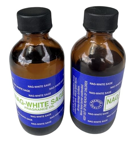 Premium Fragrance Oil 2 Bottles Nag-Musk or Nag-White Sage, 2 Ounces Each in a Glass Bottle GenericBuy Supplements Australia