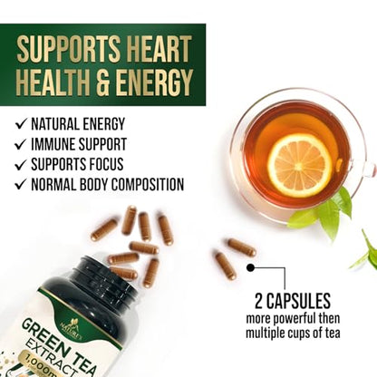 Nature's Green Tea Extract Pills 98% Standardized EGCG 1000mg - 3X Strength for Natural Nature's NutritionBuy Supplements Australia