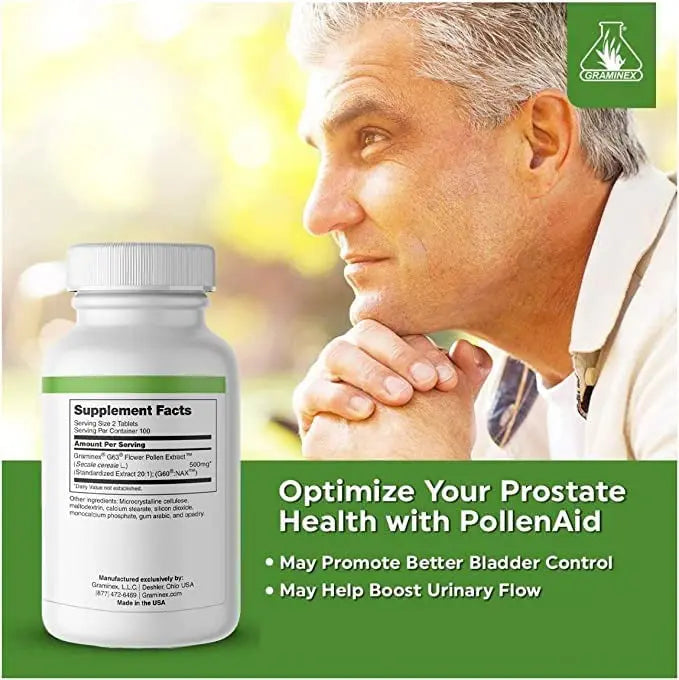 Graminex PollenAid Prostate Supplement: All Natural Prostate Support for Bladder Control & Urinary Tract Health, Rye Pollen Extract Made in USA, 200 Tablets (Pack of 2) GraminexBuy Supplements Australia