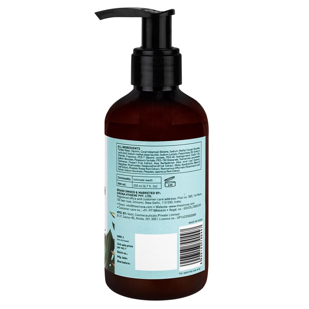 Sirona Natural Refreshing Feminine Wash - 6.7 Fl Oz (200 ml) | No Chemical, No Irritation, pH Balanced Intimate SironaBuy Supplements Australia