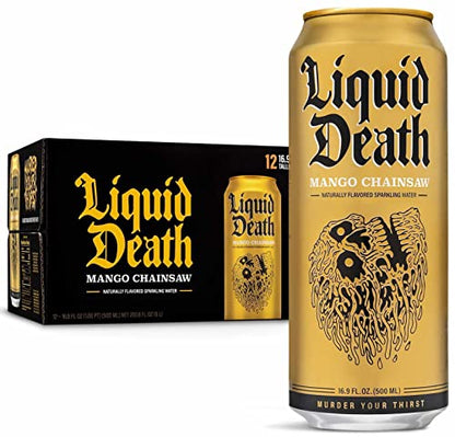 Liquid Death Flavored Sparkling Water with Agave, Mango Chainsaw, 16.9 oz Tallboys Liquid DeathBuy Supplements Australia