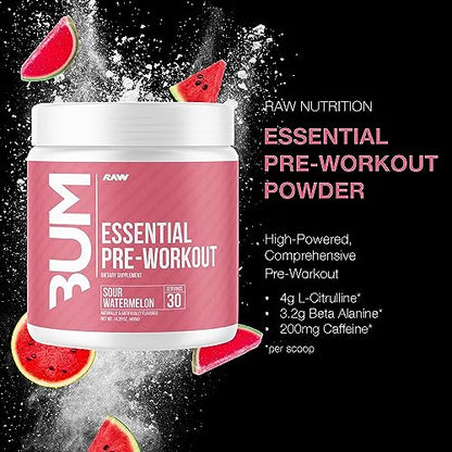 RAW Essential Pre-Workout Powder (Sour Watermelon) - Chris Bumstead Sports Nutrition RAWBuy Supplements Australia