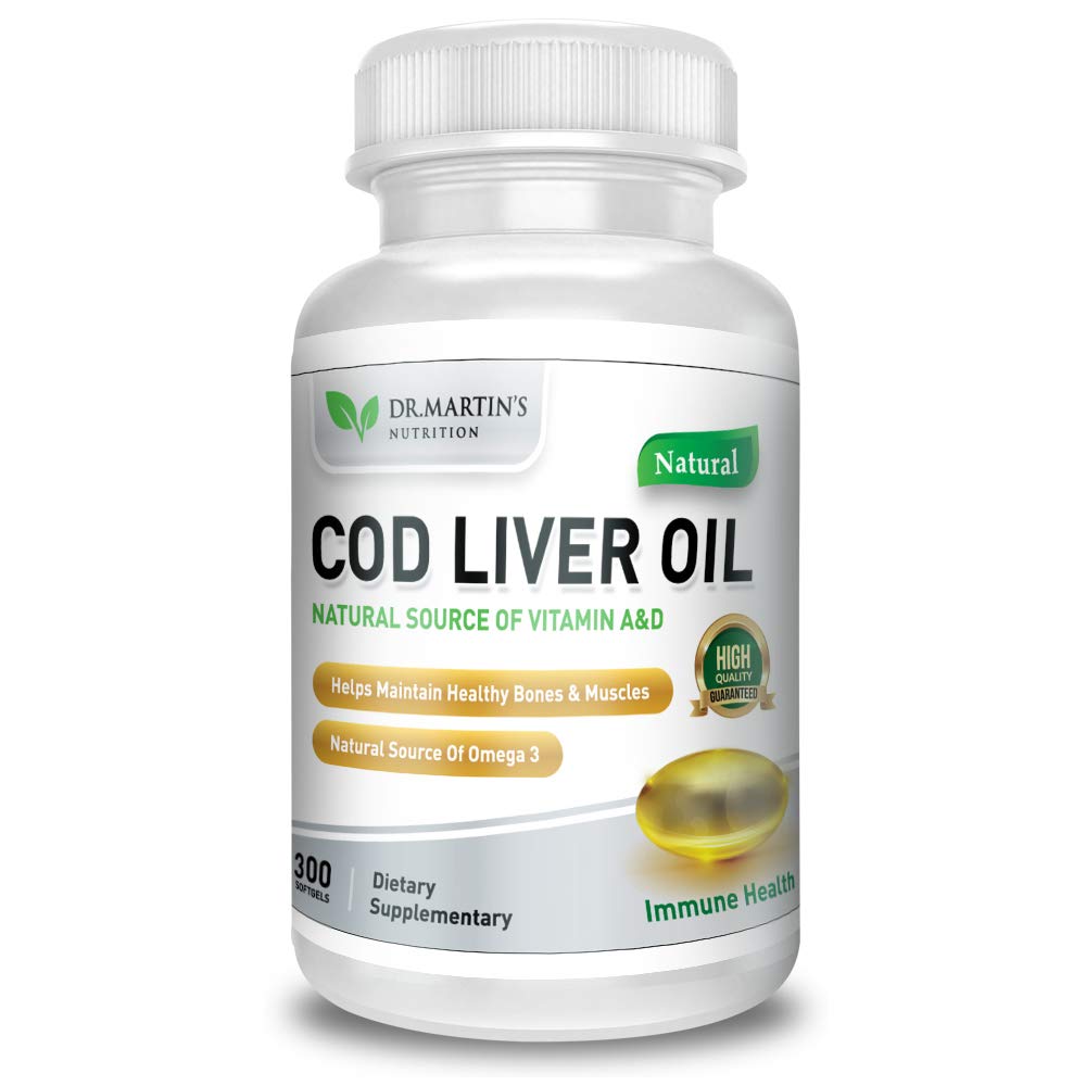 COD Liver Oil | 300 Softgels | Natural Source of Omega 3 Fatty Acids | Triple Strength | Best Immune Health, Healthy Bones & Muscle Dietary Supplement | DR. MARTIN'S NUTRITIONBuy Supplements Australia
