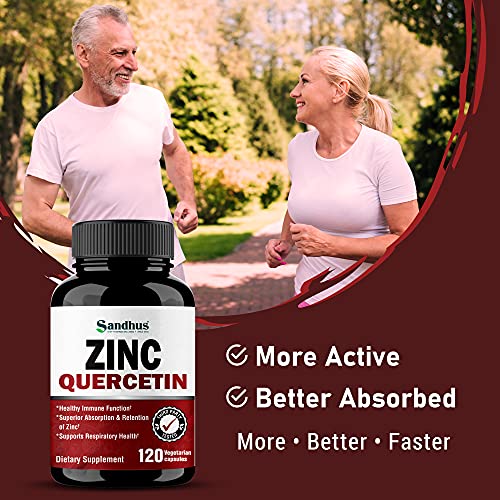 Sandhu's Zinc Quercetin 120 Vegetarian Capsules – Zinc Supplements for Antioxidant Sandhu'sBuy Supplements Australia