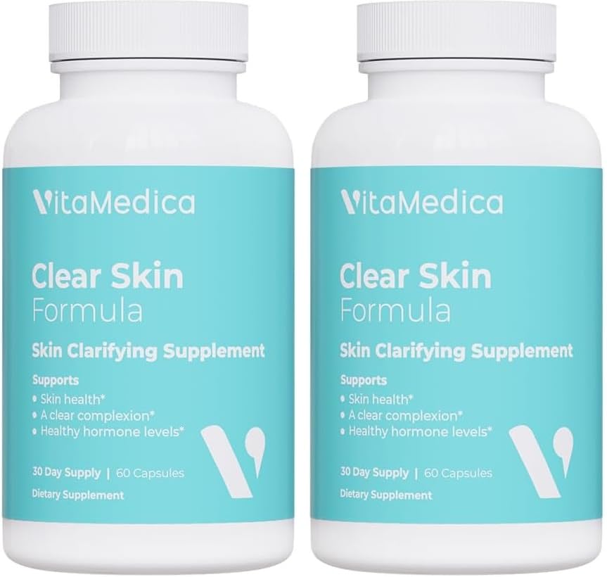 VitaMedica Clear Skin Vitamin Formula | Noncystic Acne Supplement for Skin Clearing | Breakout Treatment for Women and Men | Vitamins A, C, E, Selenium, Chromium, and Zinc for Skin Health | 2 Pack VitaMedicaBuy Supplements Australia