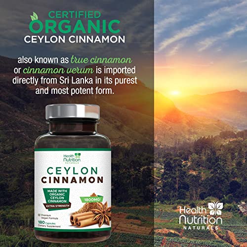 Pure Ceylon Cinnamon Capsules - Certified Organic Cinnamon Pills, Non-GMO, Dairy & Gluten Health Nutrition NaturalsBuy Supplements Australia