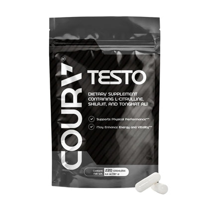 COURA Mens Testo Booster and Multivitamin for Men, 220 Capsules (55 Servings), with Shilajit, Zinc, Magnesium, L-Arginine, and Citrulline, Performance Support COURABuy Supplements Australia