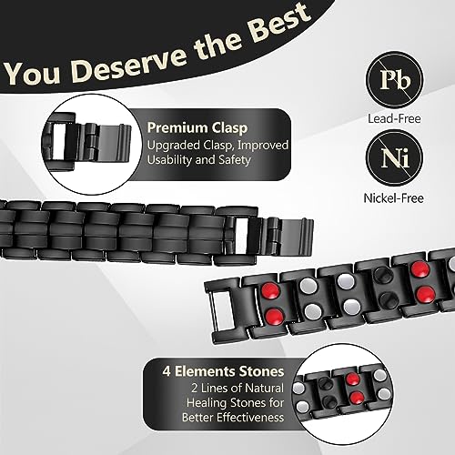 Feraco Mens Magnetic Bracelet Titanium Steel Magnetic Bracelet with Double Row 4 Elements FeracoBuy Supplements Australia