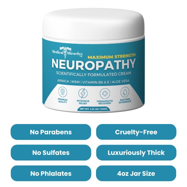 Medical Miracles Neuropathy Cream | Nerve Therapy Max-Potency Relief Cream for Feet, Hands, Legs, and Toes - Enriched with Arnica, Vitamin B6, Aloe Vera, MSM - Crafted for Exceptional Relief 4oz Medical MiraclesBuy Supplements Australia