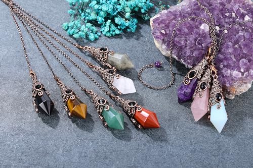 PESOENTH Crystal Pendulum Dowsing Divination Scrying Pendulum with Bronze Wrap Tiger Eye Healing PESOENTHBuy Supplements Australia