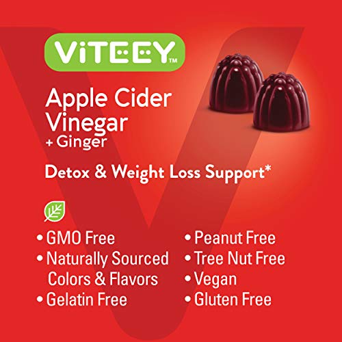 Apple Cider Vinegar Gummies 1,000mg Plus Ginger, ACV with The Mother, Detox Cleanse ViteeyBuy Supplements Australia