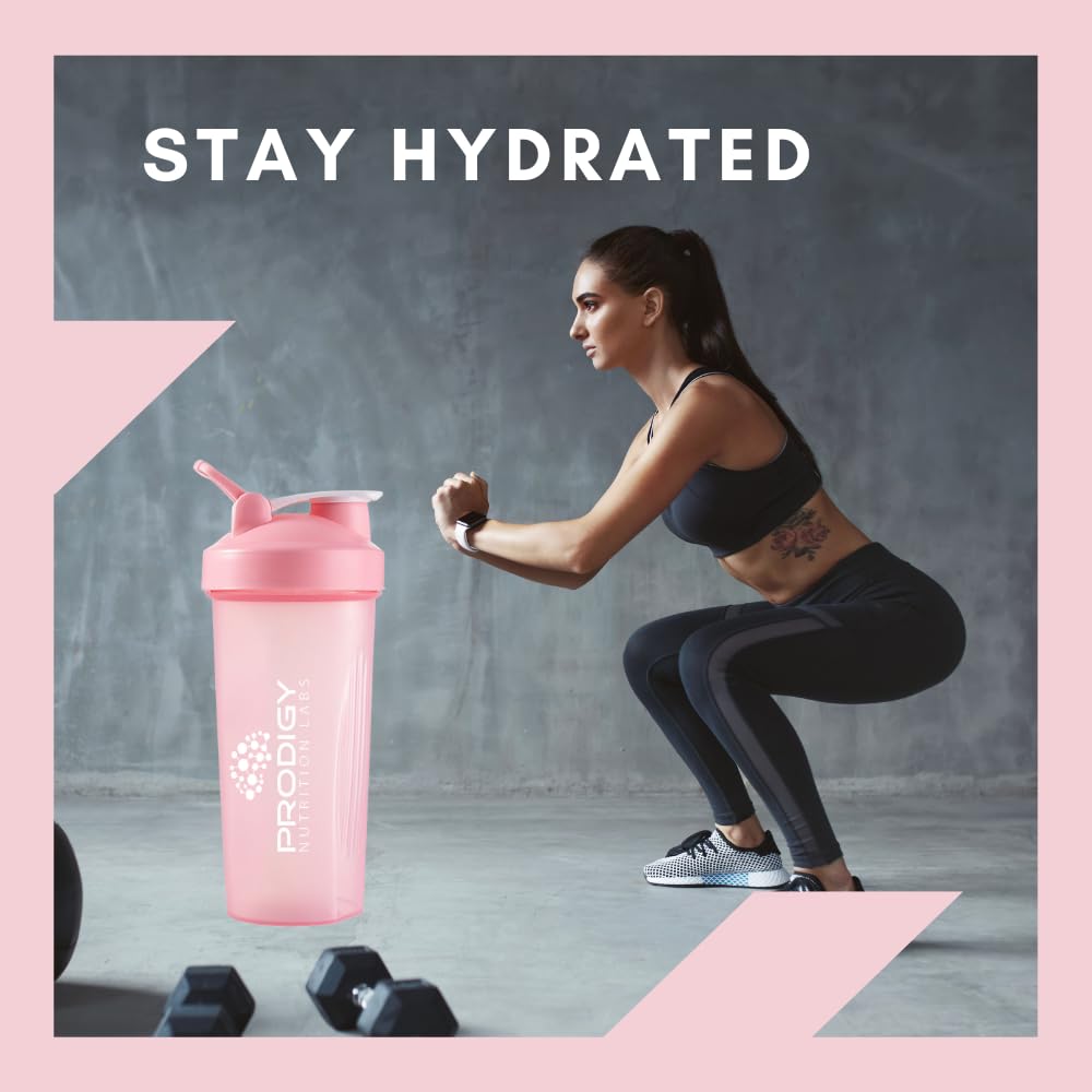 Protein Shaker 20oz Large Shaker Bottle Perfect for Workout Supplements, Protein powder, Sports drinks, BCAA'S, Meal Replacement, BPA Free, Fitness Enthusiasts Athletes - Pink