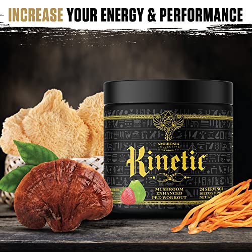 Ambrosia Kinetic Organic Preworkout, Mushroom Enhanced Natural Pre Workout Supplement AmbrosiaBuy Supplements Australia